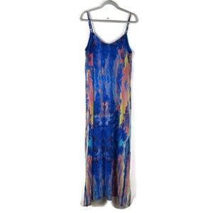 Lulus Flying Watercolors Print Maxi Dress in Royal Blue